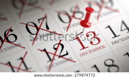 December 13 written on a calendar to remind you an important appointment.