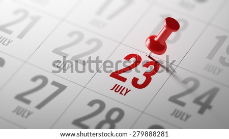 July 23 written on a calendar to remind you an important appointment.
