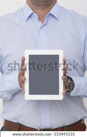 vertical showing screen of a digital tablet
