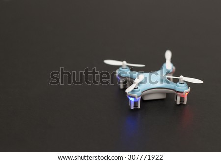 Blue Drone isolated on Black Background