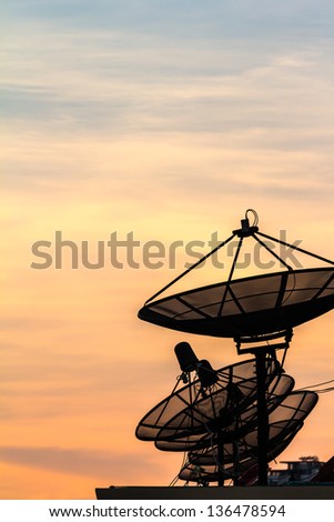 silhouette Satellite dish on twilight time