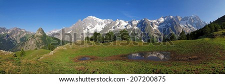 Western Alps, Italian Alps, French Alps, view to the Mont Blanc massif