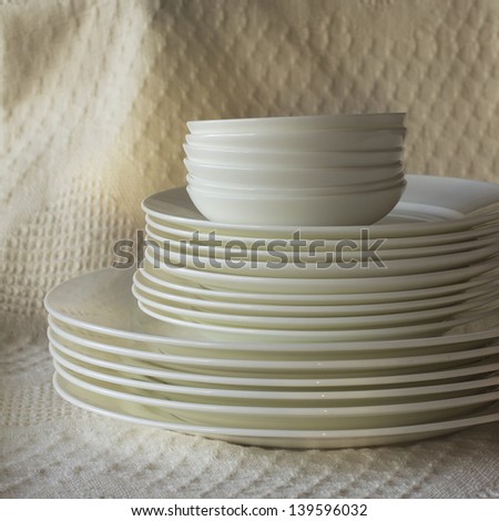 White Plates Stacked