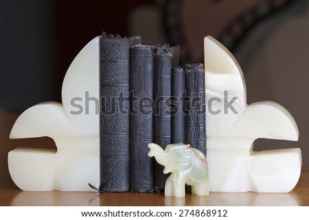 Old Books Between Onyx Stone Bookends