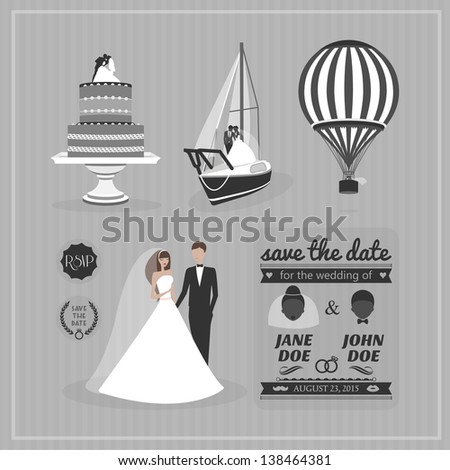 Set of wedding design elements