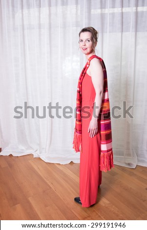 Portrait attractive woman with scarf head
