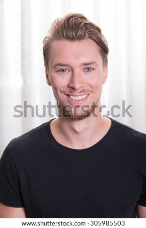 young sporty man with black t-shirt