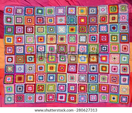 Blanket of granny squares. Crochet.