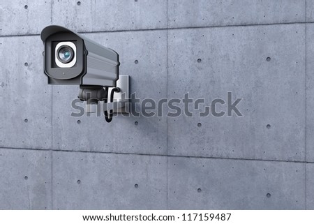Security Camera Watching To The Left On Concrete Wall