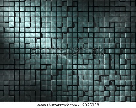 green chrome cube wall design small tiles