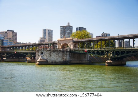 PARIS, FRANCE - August 15, 2013: view of Pont de Bir-Hakeim from Seine River, in Paris city.