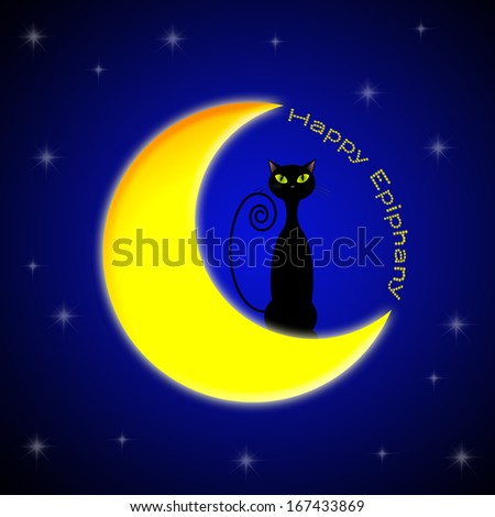 cat on the moon for Happy Epiphany