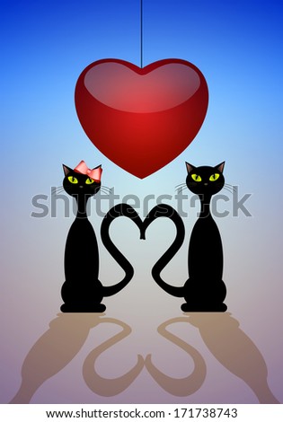Two cats in love for Valentine\'s Day