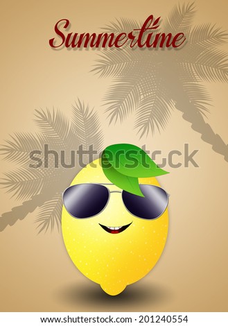 Funny lemon with sunglasses for springtime