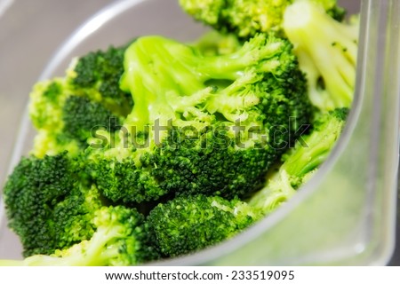 Steamed broccoli in a bowl closeup