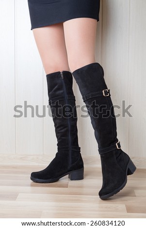 high suede boots with beautiful legs