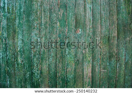 Wooden Palisade background. Close up of green wooden fence panels.