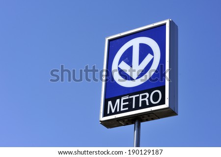 MONTREAL - APRIL 5: The Montreal Metro subway sign is photographed, on April 5, 2012 in Montreal, Quebec, Canada.