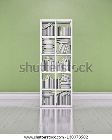 Bookshelf on colorful room