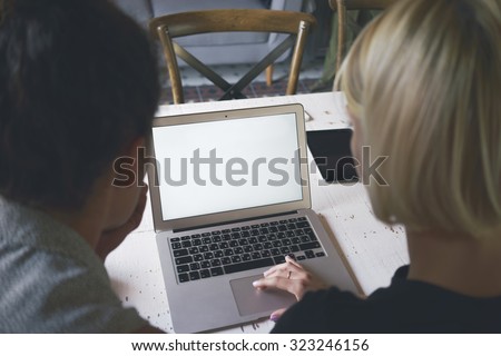 girls students  are working with laptop computer with blank copy space screen for your information