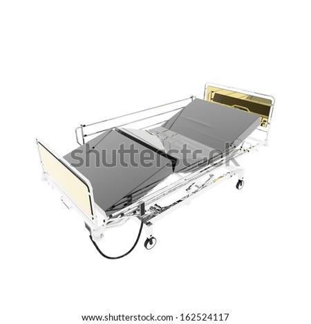 New and modern medical bed on a white background