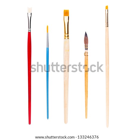 Set of brushes for painting isolated on white Set of brushes for painting isolated on white