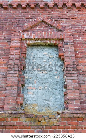 Window in an old brick church background