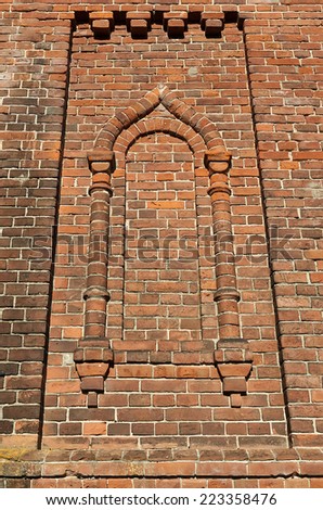Window in an old brick church background