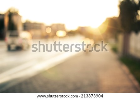 Bokeh background, street, road, sun