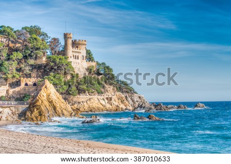 Rugged rocky coast, Lloret de Mar, Costa Brava, Catalonia, Spain