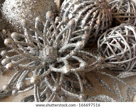 Sparkling silver Christmas decoration in the form of background/Silver Christmas decoration