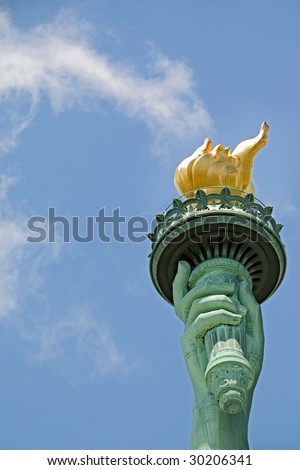 statue of liberty torch hand. stock photo : close up of hand