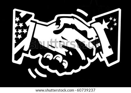 Black And White Handshake. drawing white on lack
