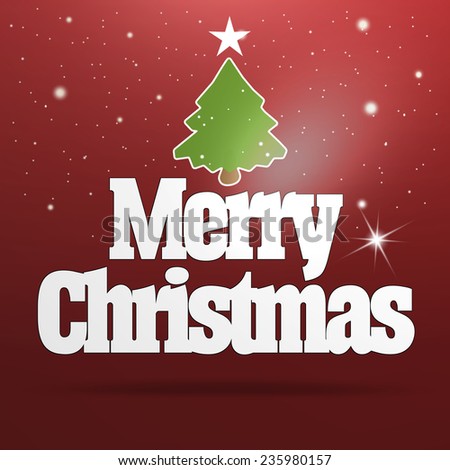 Merry Christmas White Font Green Tree DEsign