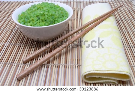 some weird green asian spice and chopsticks