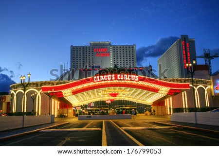 Las Vegas January 31: The Circus Circus Hotel And Casino On January 31, 2014 In Las Vegas.Circus Circus Has The Only Rv Park On The Strip Providing Additional Accommodations In The 399 Space Park.