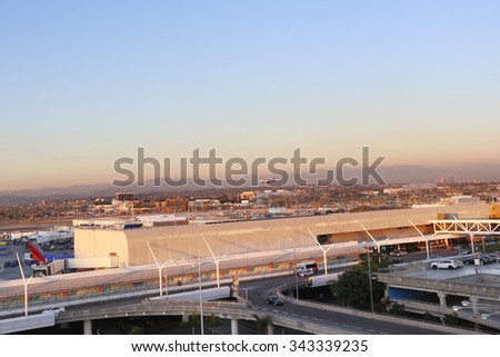 LOS ANGELES - NOV 14: LAX Airport on Nov 14, 2015 in Los Angeles, California. LAX is the third most aircraft movements in the world.