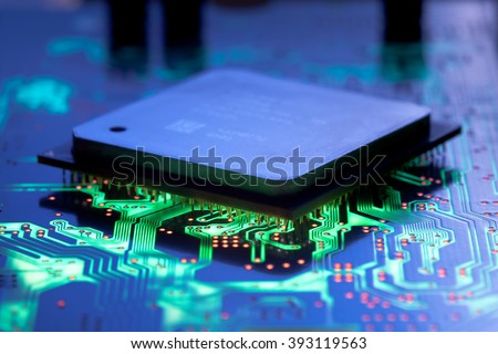 PC microchip, Circuit Board, Network, Communication, Digitally Generated Image
