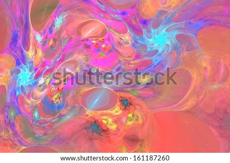 Cheerful bright multicolored abstraction on a  red background