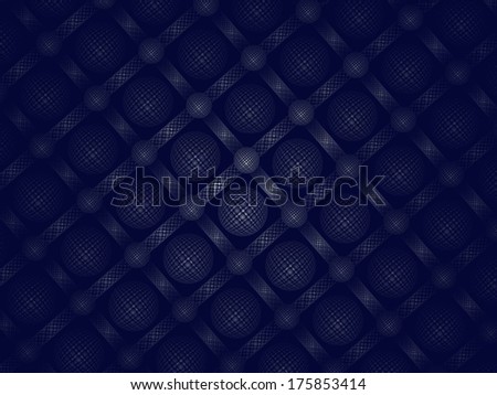 Cozy, geometric abstraction silvery blue  tones on  deep blue background