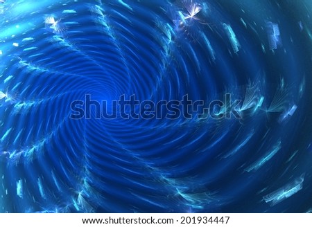 Easy weightless abstraction electric blue colors on a dark background
