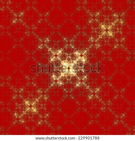 Abstraction with a golden pattern on a scarlet background