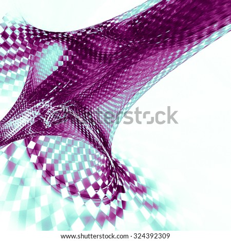 Interesting abstraction on white background, has a complex geometrical structure.