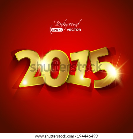 Golden 2015 Year on red background greeting card Golden 2015 Year on red background greeting card