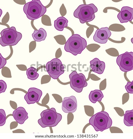 seamless pattern with purple flowers