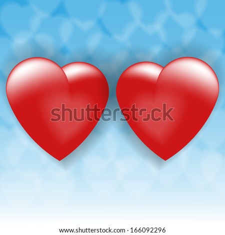 two volume hearts on a blue background
