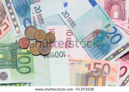 Background made from various European Union Currency
