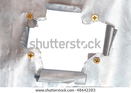 Hole inside metal background isolated with clipping path for your images or text