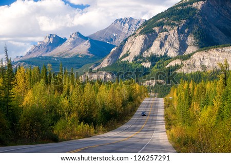 Scenic road through Jasper National Park, Canada