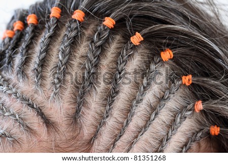 details of braids with human hair